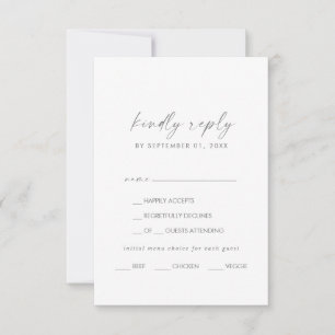 Carte RSVP de choix du menu moderne Silver Script