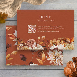 Carte RSVP de code QR d'automne de Terracotta