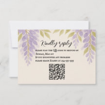 Carte RSVP de code QR de la voie Wisteria