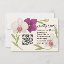 Carte RSVP de code QR d'intégration orchidée