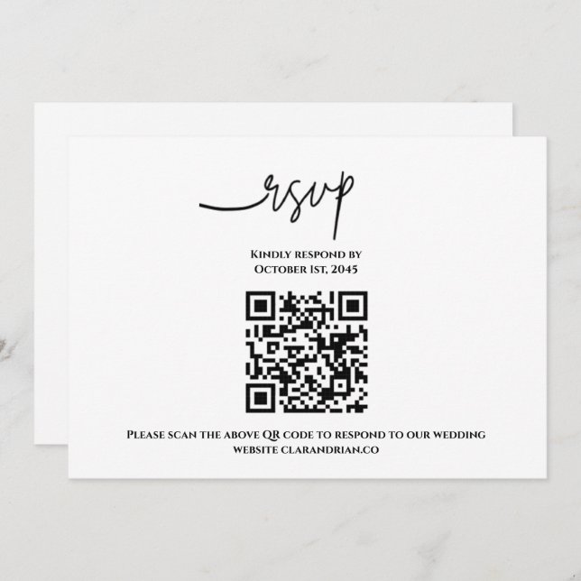 Carte RSVP de code QR simple (Devant / Derrière)