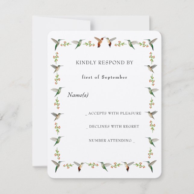 Carte RSVP de colibri (Devant)