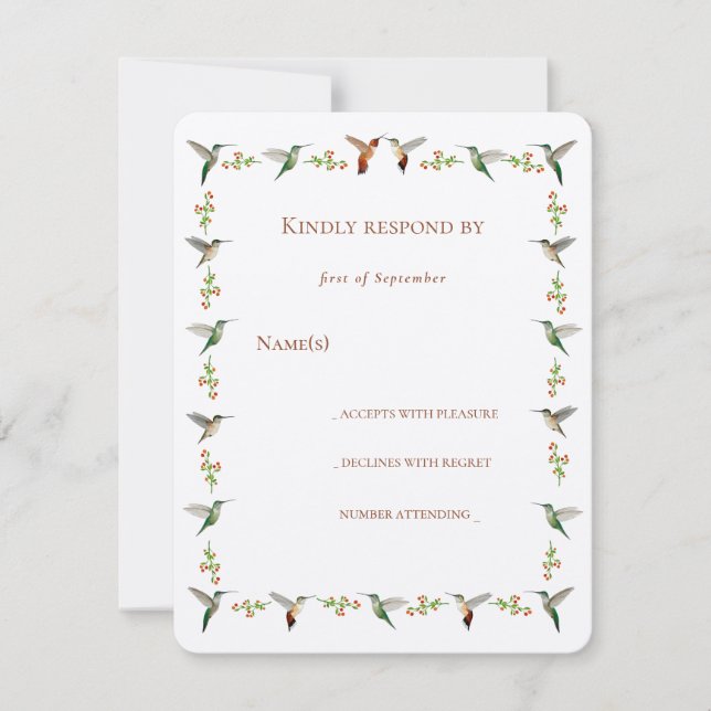 Carte RSVP de colibri (Devant)