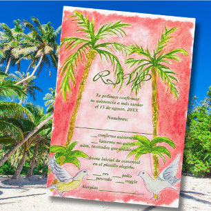 Carte RSVP de Corail Tropical Paint Espagnol, Aqua