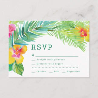 Carte RSVP de destination Feuille d'aquarelle trop