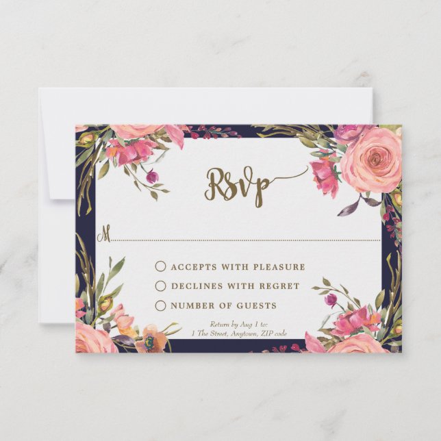 carte rsvp de douche mariage fleur sauvage de mari (Devant)