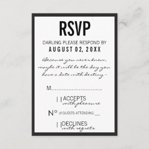 Carte RSVP de la Fashion Party Black & White