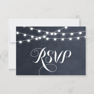 Carte RSVP de mariage à chaîne bleue de minuit