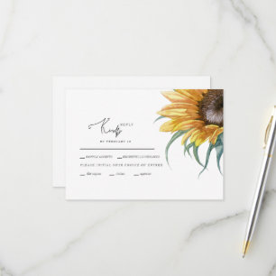 Carte RSVP de mariage à grande tournesol simple