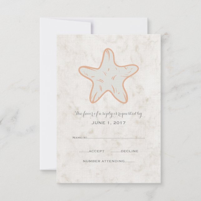 Carte RSVP de mariage à l'étoile orange rustique (Devant)