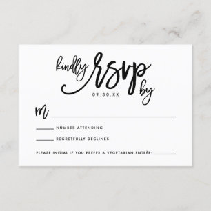 Carte RSVP de mariage à main chic
