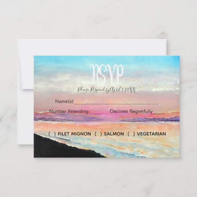 Carte RSVP de mariage à thème de plage (Devant)