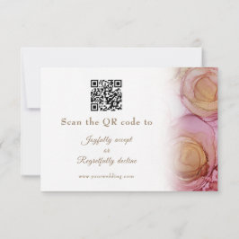 Carte RSVP de mariage Abstraite Floral QR Code