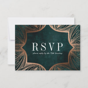 Carte RSVP de mariage Art Nouveau en faux or,