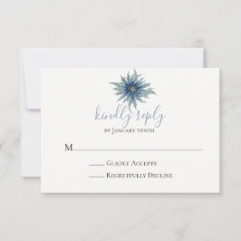 Carte RSVP de mariage au chardon bleu