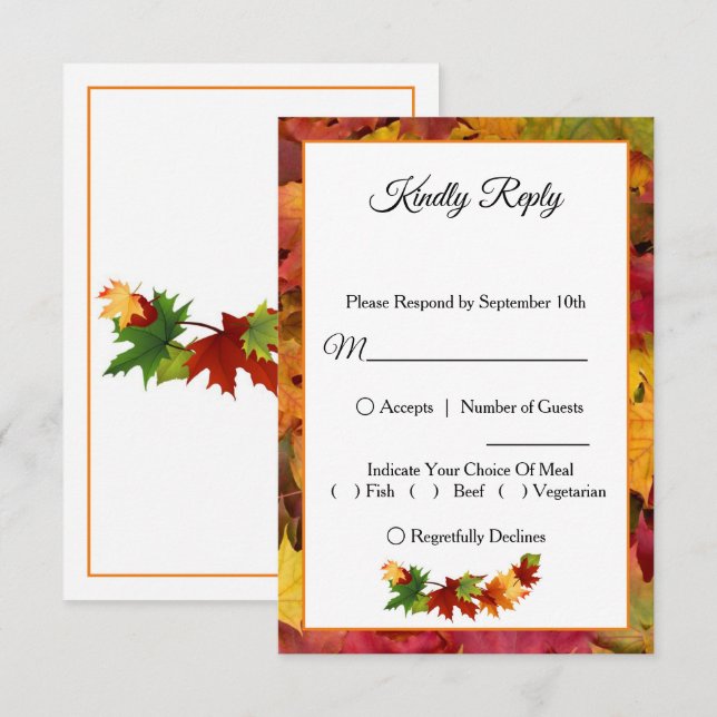 Carte RSVP de mariage automne (Devant / Derrière)