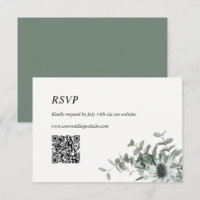 Carte RSVP de mariage avec Chardon vert Sage Code