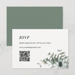 Carte RSVP de mariage avec Chardon vert Sage Code 