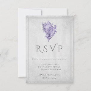 Carte RSVP de mariage avec coquille de conque viol