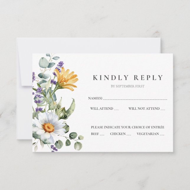 Carte RSVP de mariage blanc (Devant)