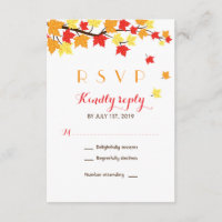 Carte RSVP de mariage blanc Feuille d'érable autom