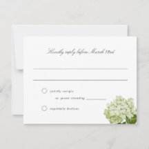 Carte RSVP de mariage blanc Hydrangea Grand-millén