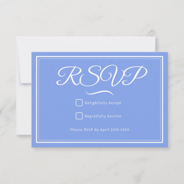 Carte RSVP de mariage bleu (Devant)