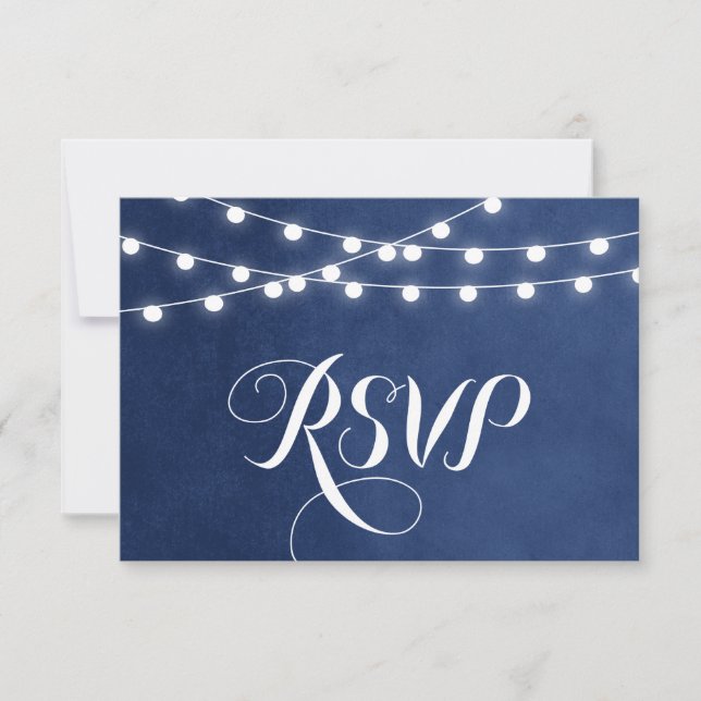 Carte RSVP de mariage bleu marine (Devant)