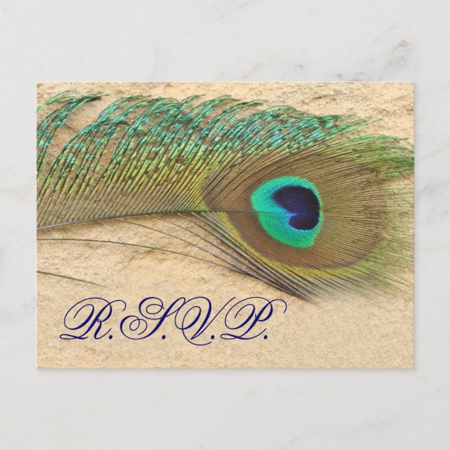 carte rsvp de mariage bleu paon (Devant)