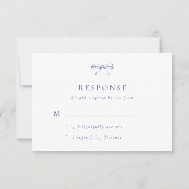 Carte RSVP de mariage bleu vintage (Devant)