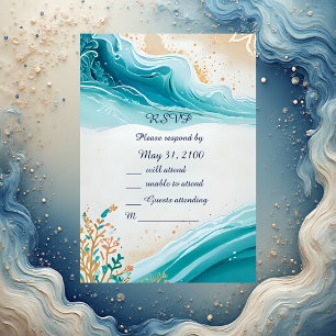 carte rsvp de mariage bleue