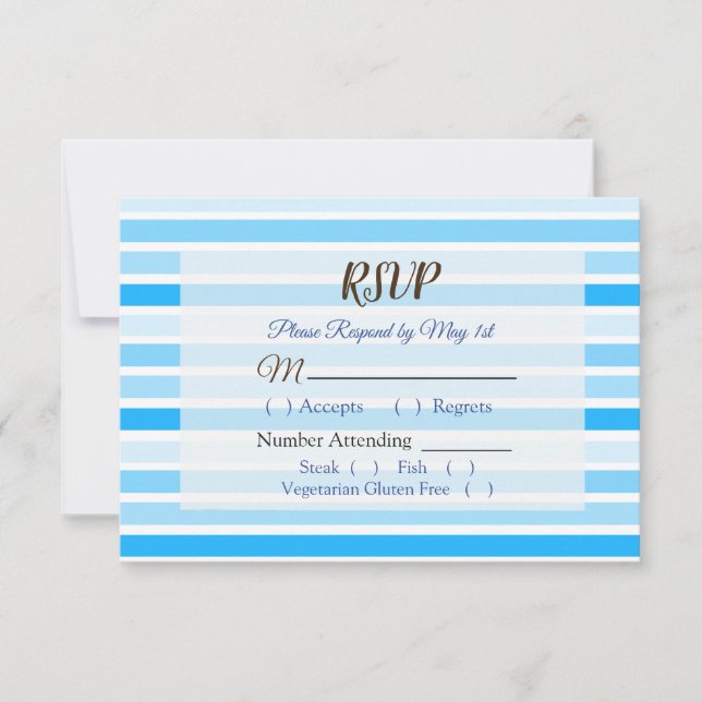 Carte RSVP de mariage Blue Stripes (Devant)