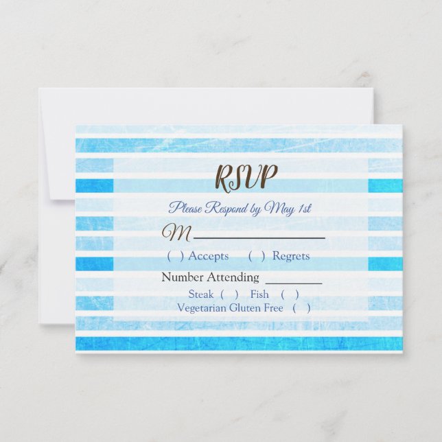 Carte RSVP de mariage Blue Stripes (Devant)