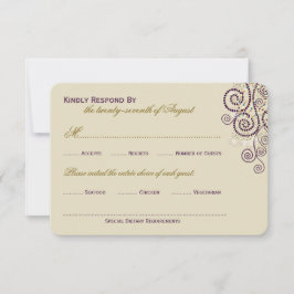 Carte RSVP de mariage Boho pourpre Boho élégant