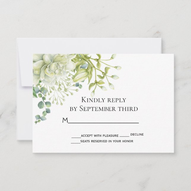 Carte RSVP de mariage botanique (Devant)