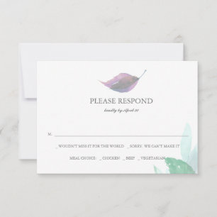 Carte RSVP de mariage botanique des Feuilles d'aqu