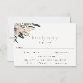 Carte RSVP de mariage botanique Dusty Mauve