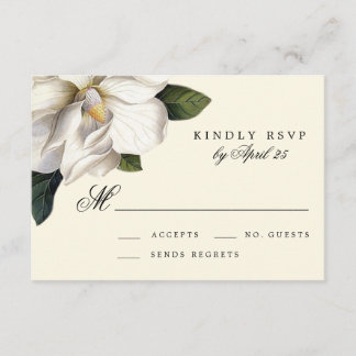 Carte RSVP de mariage botanique Magnolia Sud