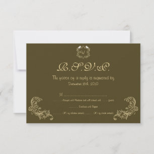 Carte RSVP de mariage Brown/crème pour Inséparable