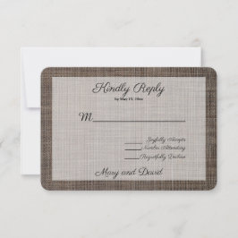 Carte RSVP de mariage Brown rustique