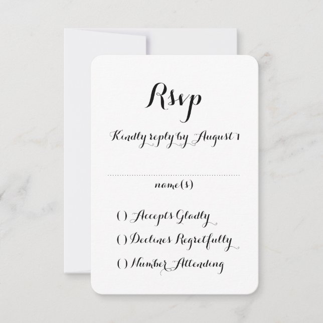 Carte RSVP de mariage Calligraphie Lettrée à la ma (Devant)