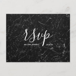 Carte RSVP de mariage | Carte postale à motif marb