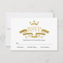 Carte RSVP de mariage classique Gold Crest