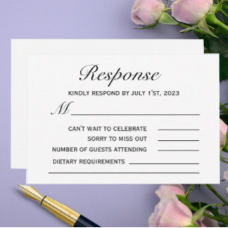 Carte RSVP de mariage classique simple