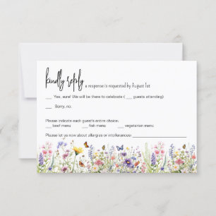 Carte RSVP de mariage coloré fleur sauvage