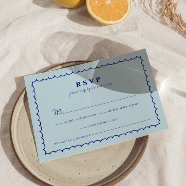 Carte RSVP de Mariage Coquille Bleue Moderne Médit (Créateur téléchargé)
