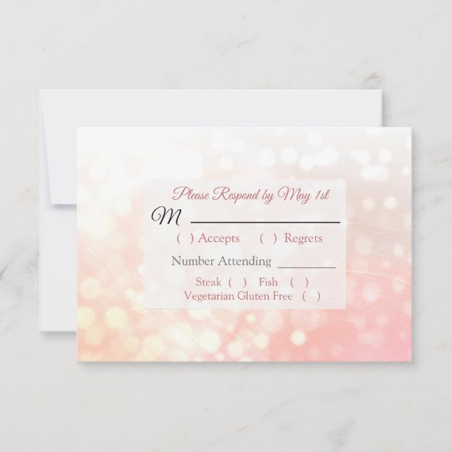 Carte RSVP de mariage Coral Bokeh (Devant)