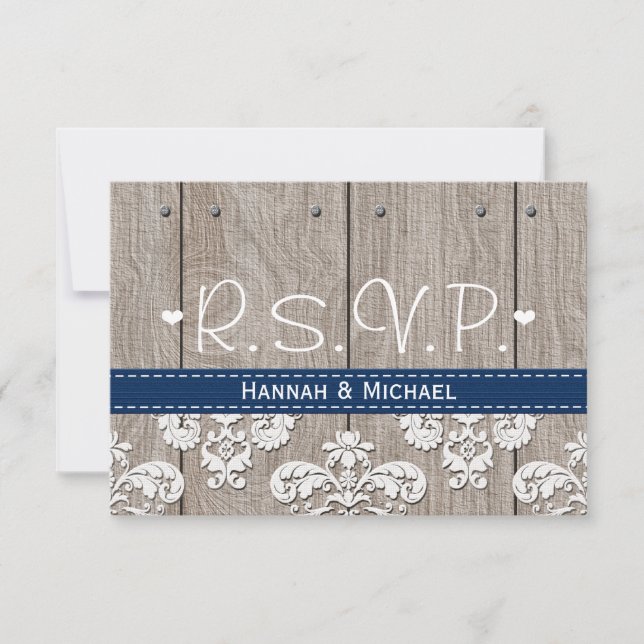 Carte RSVP de mariage Coral Navy Blue Hydrangea (Devant)