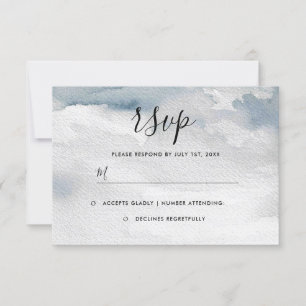 Carte RSVP de mariage couleur d'aquarelle bleu Dus