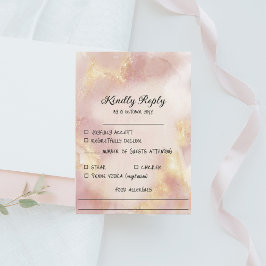 Carte RSVP de mariage couleur rose céleste